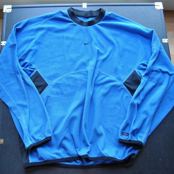 Large Vintage Nike Blue & Black Large Therma-fit Crewneck Sweater - Picture 1 of 4